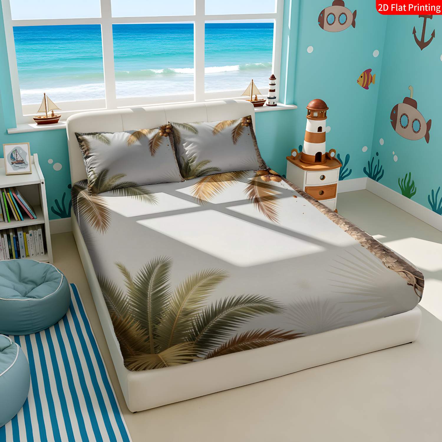 Fitted Sheet Deep - Gaya Tropis, Set Sprei Bertema Pohon