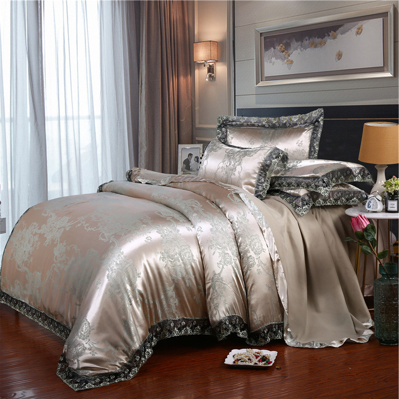 Linen Duvet Cover - Set Sprei Mewah Klasik Eropa 4PCS