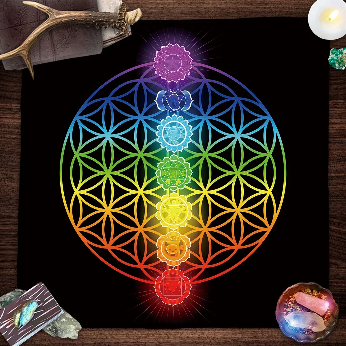 Galaxy Home Textiles - Mandala bunga kehidupan taplak meja Tarot