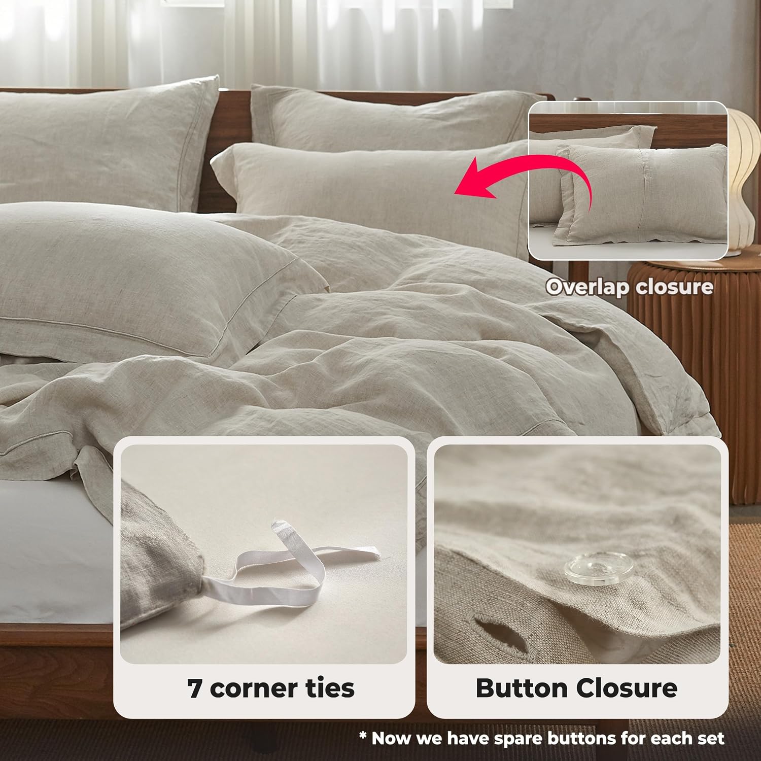 Set Sprei Linen Murni Tiga Pot - Linen Duvet Cover ulasan dan harga