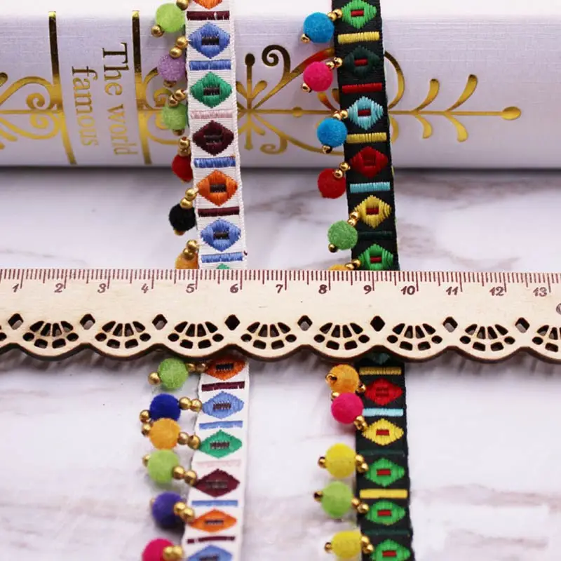 1Yard/Lot Pompom Kain Trim Pin - Home Ec Textiles ulasan dan harga