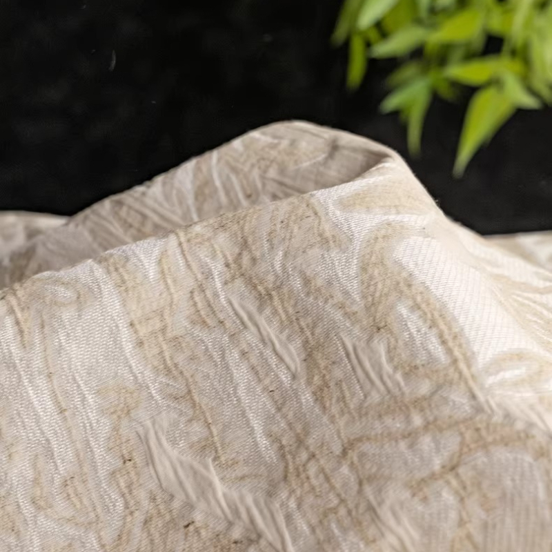 Kain Linen Jacquard Beige Moti - Home Textiles Design ulasan dan harga
