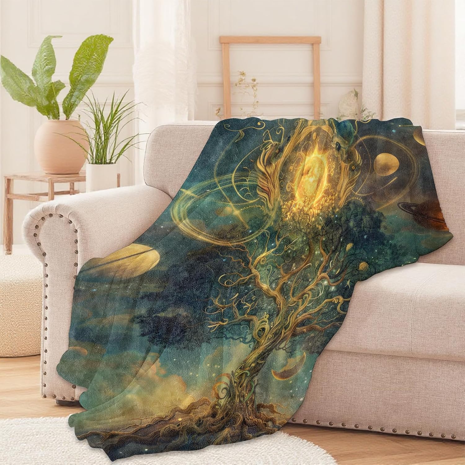 Selimut motif pohon kosmik, de - Galaxy Home Textiles ulasan dan harga