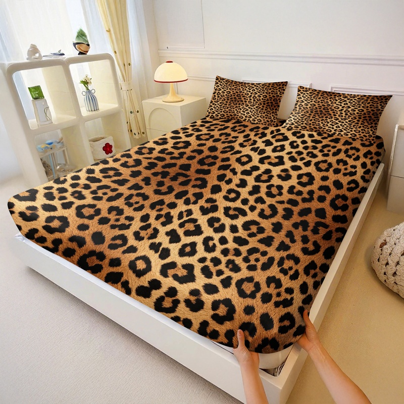 3Pcs Set Sprei, Motif Leopard  - Fitted Sheet Deep ulasan dan harga