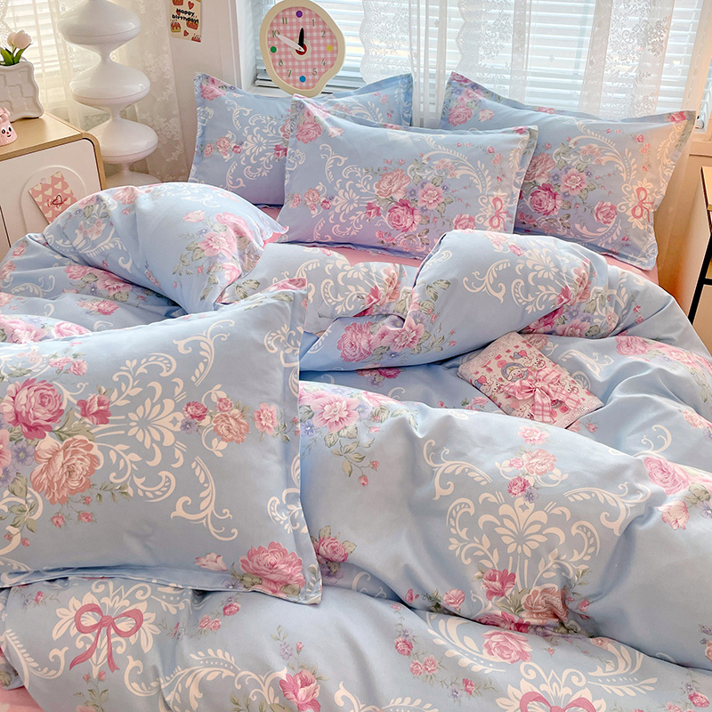 4pc Set Sprei Pastoral Lembut  - Linen Duvet Cover ulasan dan harga