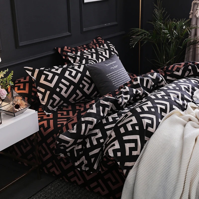 Set tempat tidur hitam mewah,  - Linen Duvet Cover ulasan dan harga