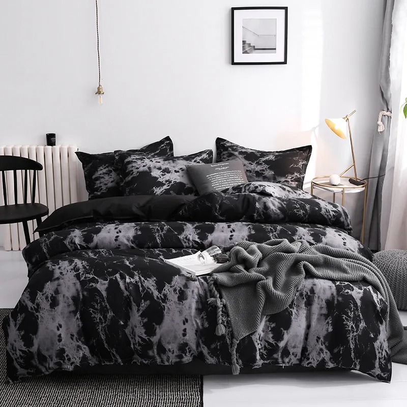 Set tempat tidur hitam mewah,  - Linen Duvet Cover ulasan dan harga