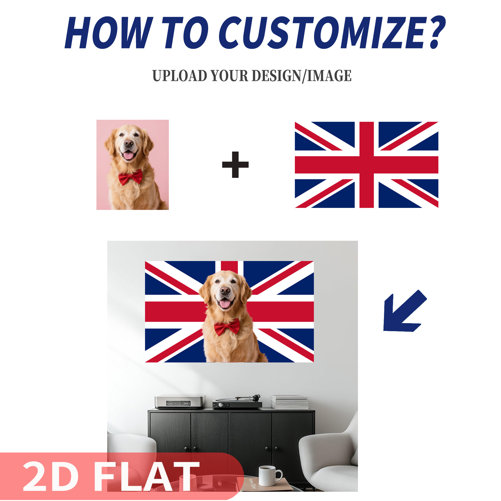 1 Buah Spanduk Inggris 2D Data - Home Textiles Uk ulasan dan harga