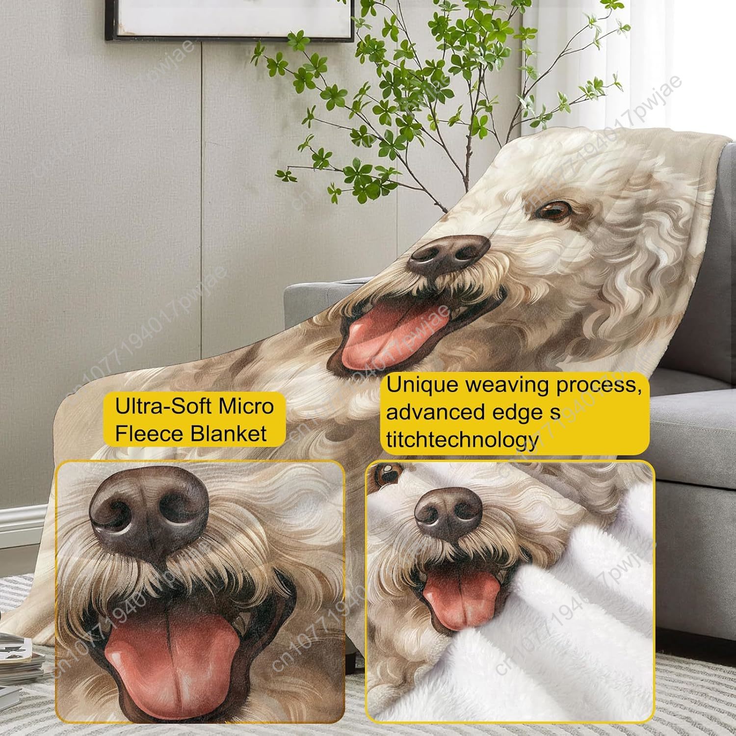 Selimut Potret Poodle yang Men - Home Textiles Design ulasan dan harga