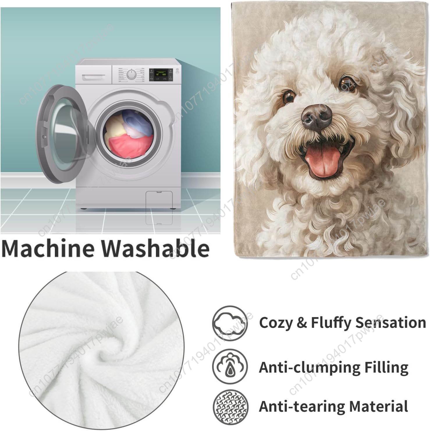 Selimut Potret Poodle yang Men - Home Textiles Design ulasan dan harga
